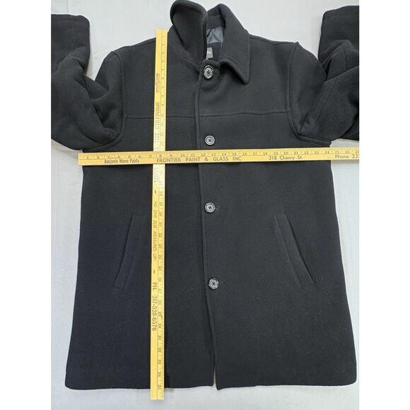 St. John’s Bay Men’s Pea Coat Large Black Wool Blend Classic Winter Jacket - Picture 3 of 9